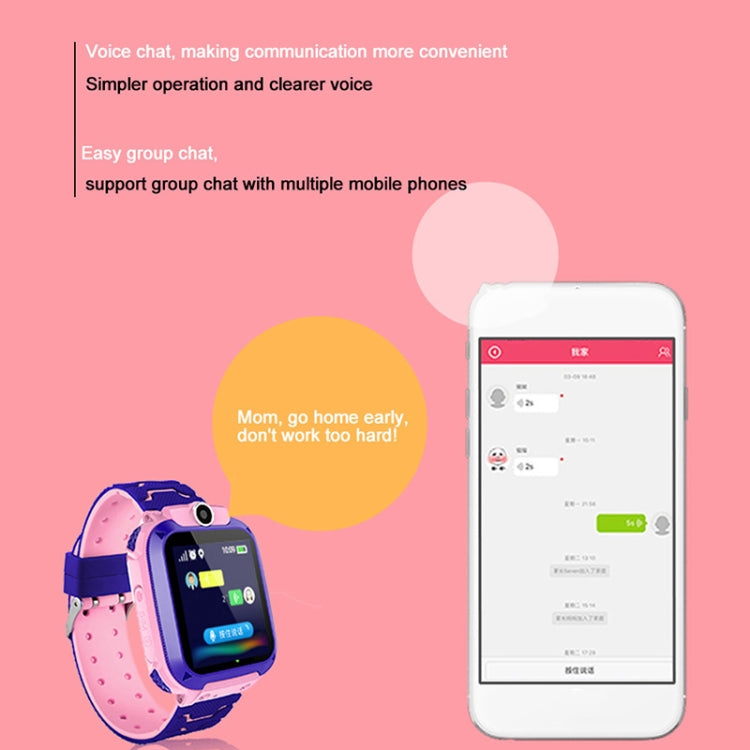 Montre connectée Q12 pour enfants avec écran couleur de 1,44 pouce, non étanche, compatible avec la géolocalisation LBS, la numérotation bidirectionnelle, l'appel d'urgence, l'écoute vocale et l'application Setracker.