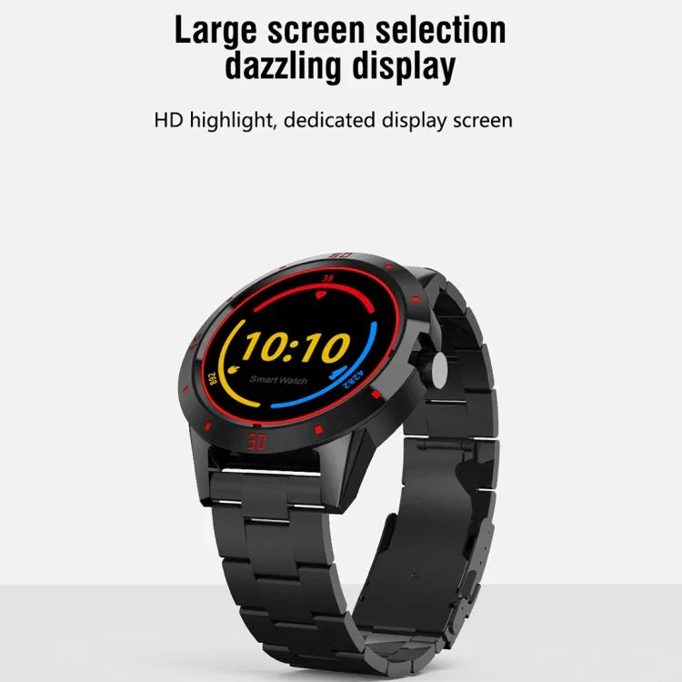 Montre connectée N6, écran TFT 1,3 pouce, processeur MTK2502C, Bluetooth 4.0, bracelet en acier inoxydable, compatible avec le moniteur de fréquence cardiaque, le podomètre, le suivi du sommeil et le rappel d'activité.