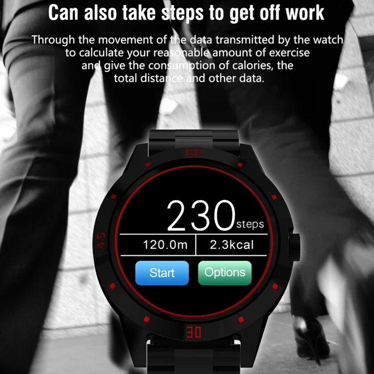 Montre connectée N6, écran TFT 1,3 pouce, processeur MTK2502C, Bluetooth 4.0, bracelet en acier inoxydable, compatible avec le moniteur de fréquence cardiaque, le podomètre, le suivi du sommeil et le rappel d'activité.