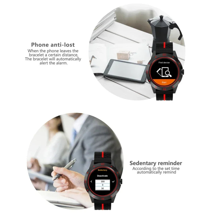 Montre intelligente N6 avec écran TFT 1,3 pouce MTK2502C Bluetooth4.0, bracelet en silicone, supporte moniteur de fréquence cardiaque & podomètre & suivi du sommeil & rappel sédentaire, bracelet silicone/rouge, bracelet silicone/jaune