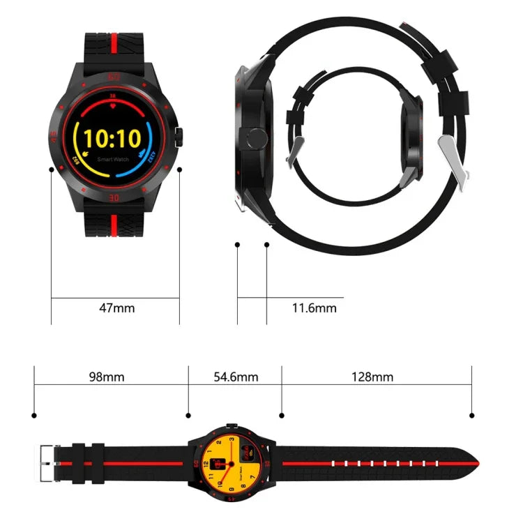 Montre intelligente N6 avec écran TFT 1,3 pouce MTK2502C Bluetooth4.0, bracelet en silicone, supporte moniteur de fréquence cardiaque & podomètre & suivi du sommeil & rappel sédentaire, bracelet silicone/rouge, bracelet silicone/jaune