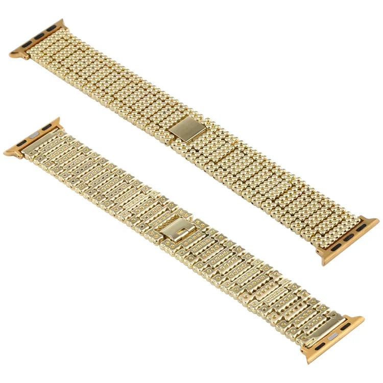 Pour Apple Watch Ultra 49mm & Watch Ultra 2 49mm / Série 10 46mm / 9&8&7 45mm / SE 3&SE 2&6&SE&5&4 44mm / 3&2&1 42mm Bracelet de montre en acier inoxydable à neuf perles, Pour Apple Watch Série 7 45mm / 6 & SE & 5 & 4 44mm / 3 & 2 & 1 42mm