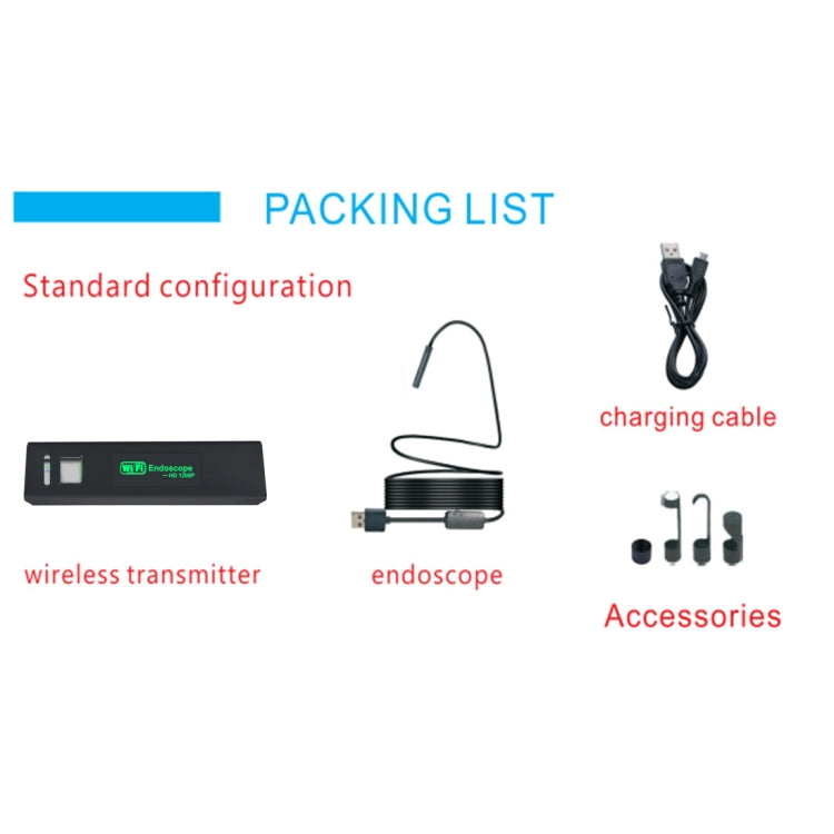 YPC110 Caméra HD 2.0MP 8mm Endoscope WiFi Tube serpent Inspection avec 8 LED, Étanche IP68, Diamètre de l'objectif : 8mm, Longueur : 3,5m, Câble rigide, Câble rigide 3,5m