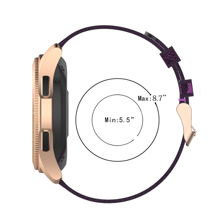 Bracelet de montre en nylon tissé à rayures de 20 mm pour Galaxy Watch 42 mm, Galaxy Active / Active 2, Gear Sport et S2 Classic