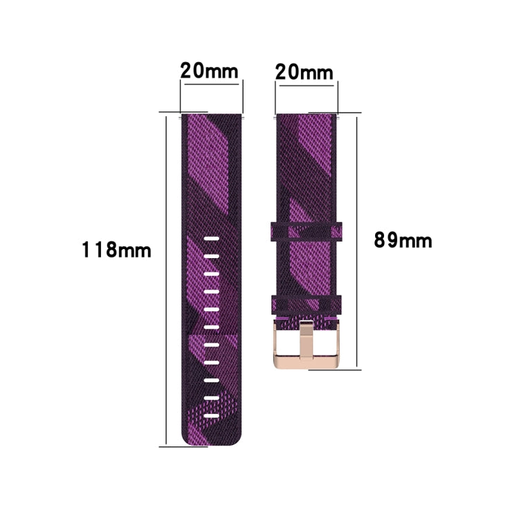 Bracelet de montre en nylon tissé à rayures de 20 mm pour Galaxy Watch 42 mm, Galaxy Active / Active 2, Gear Sport et S2 Classic