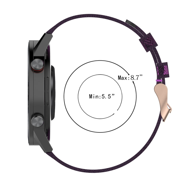 Bracelet de montre en nylon tissé à rayures de 22 mm pour Huawei GT / GT2 46 mm, Honor Magic Watch 2 46 mm / Magic