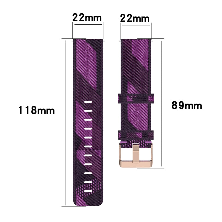 Bracelet de montre en nylon tissé à rayures de 22 mm pour Huawei GT / GT2 46 mm, Honor Magic Watch 2 46 mm / Magic