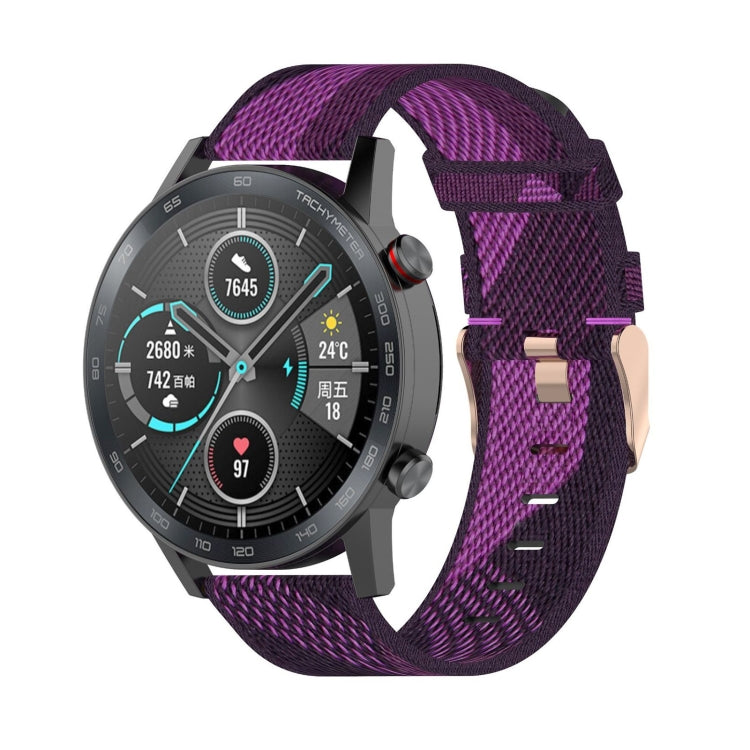 Bracelet de montre en nylon tissé à rayures de 22 mm pour Huawei GT / GT2 46 mm, Honor Magic Watch 2 46 mm / Magic