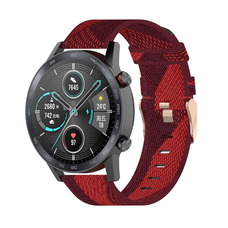 Bracelet de montre en nylon tissé à rayures de 22 mm pour Huawei GT / GT2 46 mm, Honor Magic Watch 2 46 mm / Magic