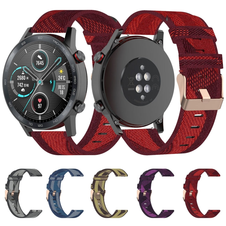 Bracelet de montre en nylon tissé à rayures de 22 mm pour Huawei GT / GT2 46 mm, Honor Magic Watch 2 46 mm / Magic