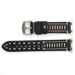 Pour bracelet de montre en cuir véritable à motif de lignes manuelles pour Apple Watch Series 10 42 mm / 9&8&7 41 mm / SE 3&SE 2&6&SE&5&4 40 mm / 3&2&1 38 mm, pour 38 mm
