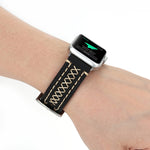 Pour bracelet de montre en cuir véritable à motif de lignes manuelles pour Apple Watch Series 10 42 mm / 9&8&7 41 mm / SE 3&SE 2&6&SE&5&4 40 mm / 3&2&1 38 mm, pour 38 mm