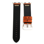 Pour Apple Watch Ultra 49 mm et Watch Ultra 2 49 mm / Series 10 46 mm / 9 et 8 et 7 45 mm / SE 3 et SE 2 et 6 et SE et 5 et 4 44 mm / 3 et 2 et 1 42 mm Bracelet de montre en cuir véritable avec motif à rayures XX rétro, Pour 42 mm