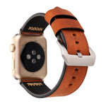 Pour Apple Watch Ultra 49 mm et Watch Ultra 2 49 mm / Series 10 46 mm / 9 et 8 et 7 45 mm / SE 3 et SE 2 et 6 et SE et 5 et 4 44 mm / 3 et 2 et 1 42 mm Bracelet de montre en cuir véritable avec motif à rayures XX rétro, Pour 42 mm