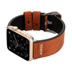 Pour Apple Watch Ultra 49 mm et Watch Ultra 2 49 mm / Series 10 46 mm / 9 et 8 et 7 45 mm / SE 3 et SE 2 et 6 et SE et 5 et 4 44 mm / 3 et 2 et 1 42 mm Bracelet de montre en cuir véritable avec motif à rayures XX rétro, Pour 42 mm