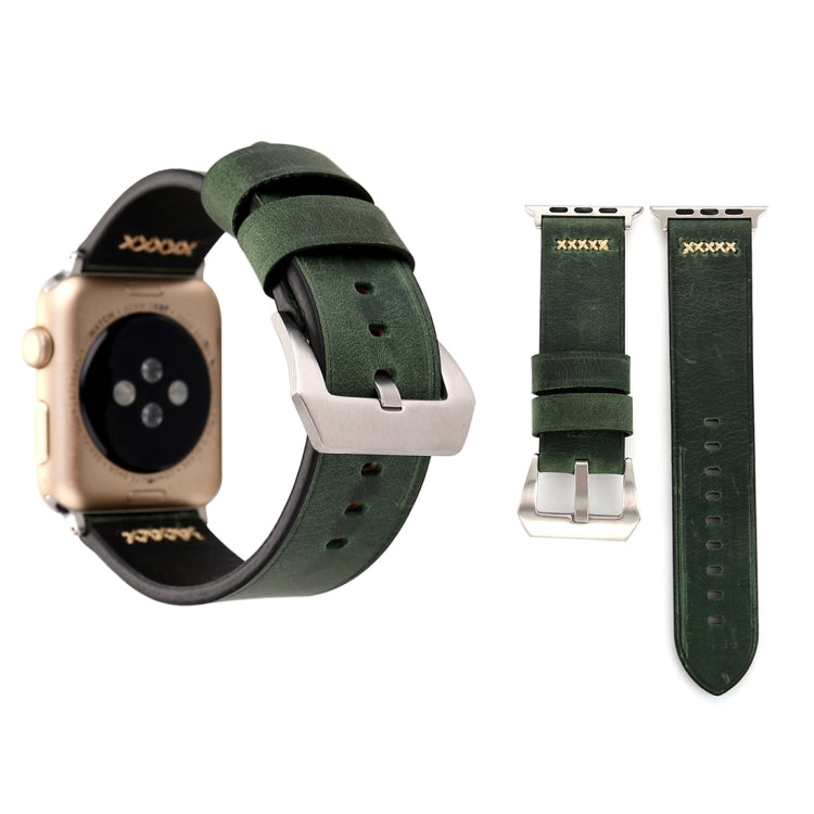 Pour Apple Watch Ultra 49 mm et Watch Ultra 2 49 mm / Series 10 46 mm / 9 et 8 et 7 45 mm / SE 3 et SE 2 et 6 et SE et 5 et 4 44 mm / 3 et 2 et 1 42 mm Bracelet de montre en cuir véritable avec motif à rayures XX rétro, Pour 42 mm