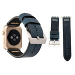 Pour Apple Watch Ultra 49 mm et Watch Ultra 2 49 mm / Series 10 46 mm / 9 et 8 et 7 45 mm / SE 3 et SE 2 et 6 et SE et 5 et 4 44 mm / 3 et 2 et 1 42 mm Bracelet de montre en cuir véritable avec motif à rayures XX rétro, Pour 42 mm