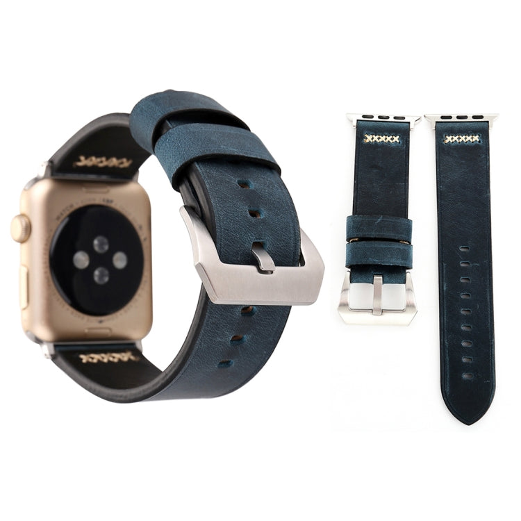 Pour Apple Watch Ultra 49 mm et Watch Ultra 2 49 mm / Series 10 46 mm / 9 et 8 et 7 45 mm / SE 3 et SE 2 et 6 et SE et 5 et 4 44 mm / 3 et 2 et 1 42 mm Bracelet de montre en cuir véritable avec motif à rayures XX rétro, Pour 42 mm
