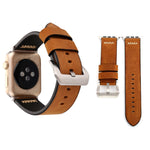 Pour Apple Watch Ultra 49 mm et Watch Ultra 2 49 mm / Series 10 46 mm / 9 et 8 et 7 45 mm / SE 3 et SE 2 et 6 et SE et 5 et 4 44 mm / 3 et 2 et 1 42 mm Bracelet de montre en cuir véritable avec motif à rayures XX rétro, Pour 42 mm