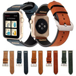 Pour Apple Watch Ultra 49 mm et Watch Ultra 2 49 mm / Series 10 46 mm / 9 et 8 et 7 45 mm / SE 3 et SE 2 et 6 et SE et 5 et 4 44 mm / 3 et 2 et 1 42 mm Bracelet de montre en cuir véritable avec motif à rayures XX rétro, Pour 42 mm