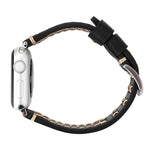 Pour Apple Watch Ultra 49mm&Watch Ultra 2 49mm / Series 10 46mm / 9&8&7 45mm / SE 3&SE 2&6&SE&5&4 44mm / 3&2&1 42mm Bracelet de montre en cuir véritable avec motif ligne manuelle, Pour 42mm