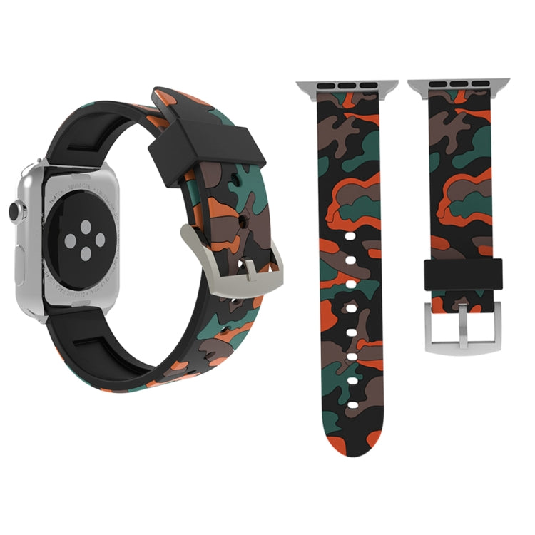 Pour bracelet de montre en silicone à motif camouflage de mode 38 mm pour Apple Watch Series 3 & 2 & 1 38 mm