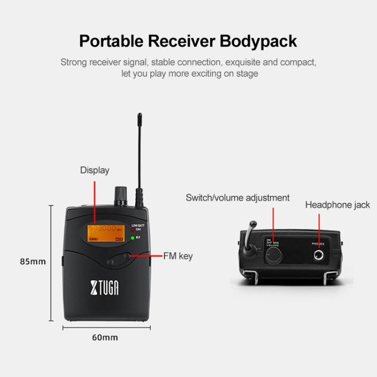 Système de moniteur d'oreille pour chanteur de scène récepteur sans fil XTUGA IEM1200, récepteur bodypack