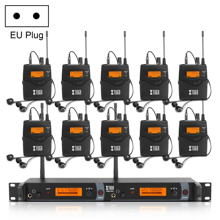 XTUGA IEM1200 Émetteur sans fil 10 Bodypack Système de moniteur intra-auriculaire pour chanteur de scène, Émetteur 10 Bodypack