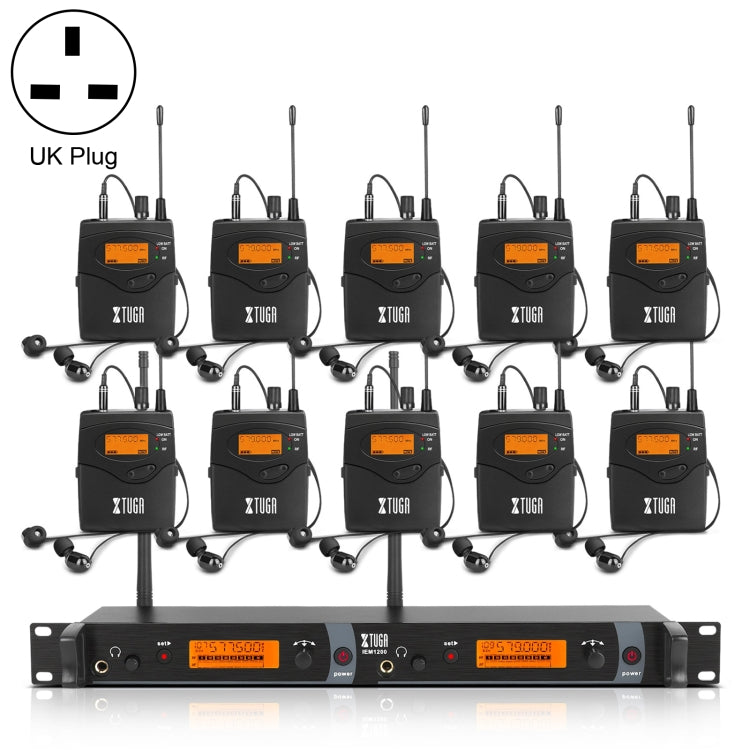 XTUGA IEM1200 Émetteur sans fil 10 Bodypack Système de moniteur intra-auriculaire pour chanteur de scène, Émetteur 10 Bodypack