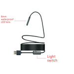 YPC110 Caméra HD 2.0MP 8mm Endoscope WiFi Tube serpent Inspection avec 8 LED, Étanche IP68, Diamètre de l'objectif : 8mm, Longueur : 2m, Câble souple, Câble souple 2m