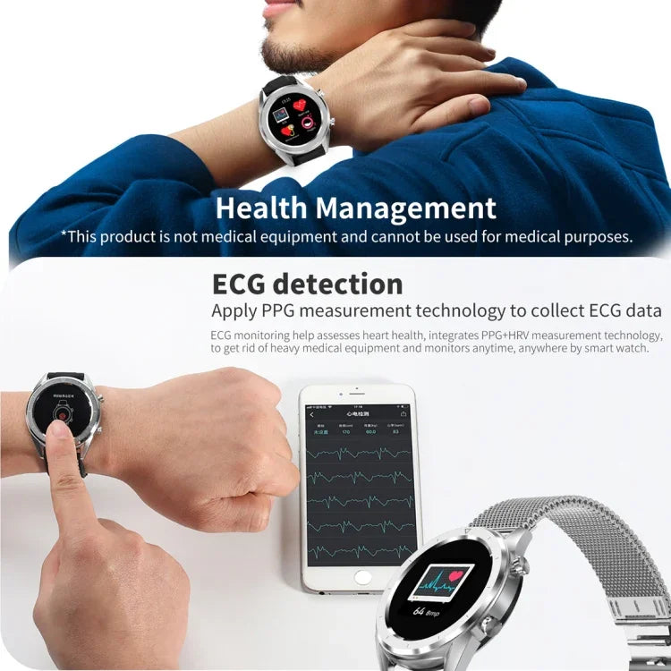 Montre connectée DT28 de 1,54 pouce, étanche IP68, bracelet en silicone, Bluetooth 4.2, notifications d'appels entrants, surveillance de la pression artérielle et paiement sans contact.