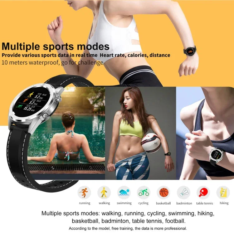 Montre connectée DT28 de 1,54 pouce, étanche IP68, bracelet en silicone, Bluetooth 4.2, notifications d'appels entrants, surveillance de la pression artérielle et paiement sans contact.