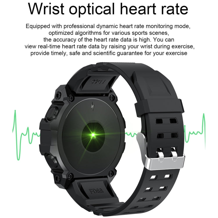 FD68 Montre connectée sport à écran rond couleur 1,3 pouces, support fréquence cardiaque / mode multi-sports, FD68