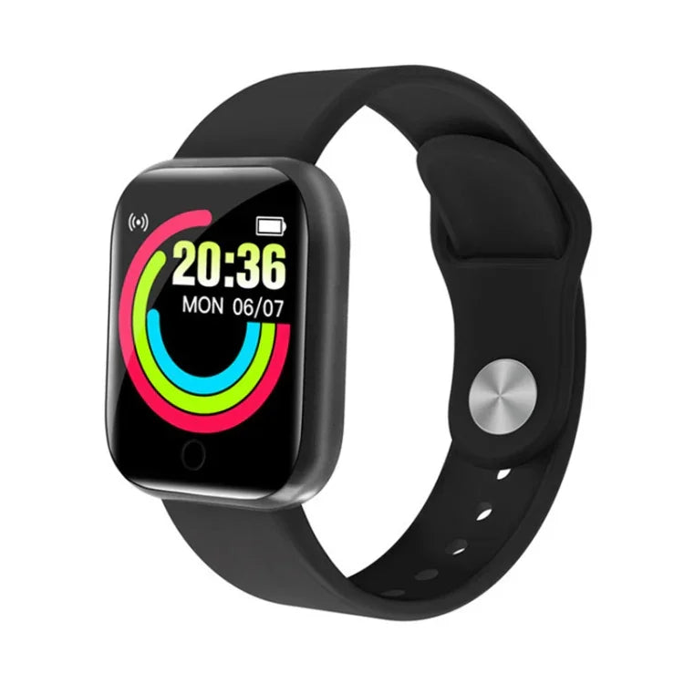 Montre connectée Y68 1,44 pouce, Prise en charge de la surveillance de la fréquence cardiaque, de la pression artérielle et de l'oxygène sanguin, Y68 Noir, Y68 Rose, Y68 Blanc