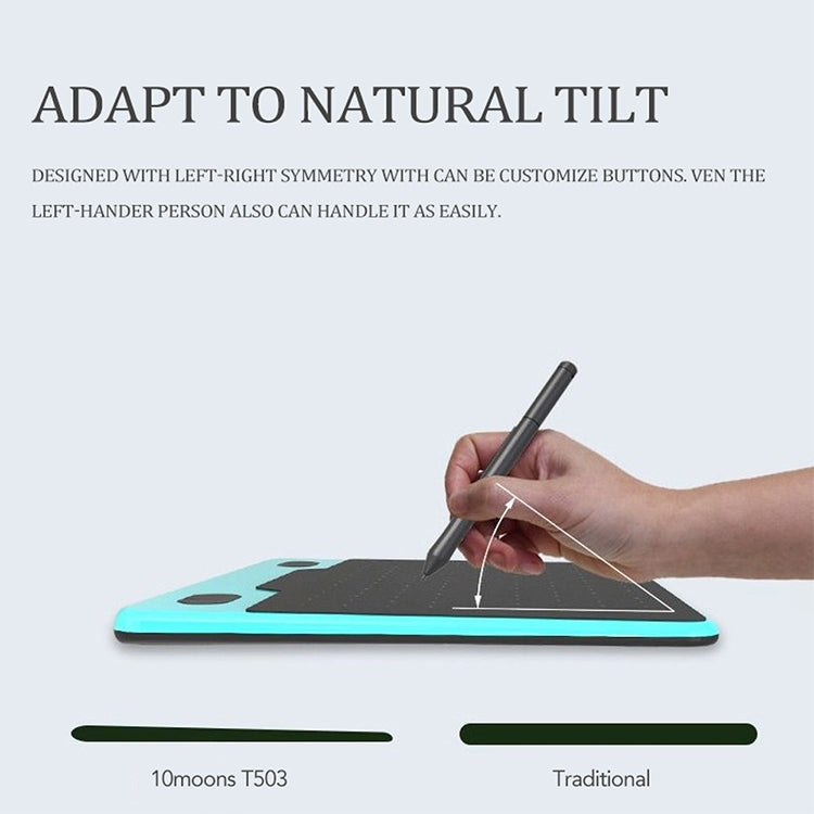 Tablette de dessin 10Moons T503 compatible avec téléphone mobile et tablette, stylet passif 8192 niveaux