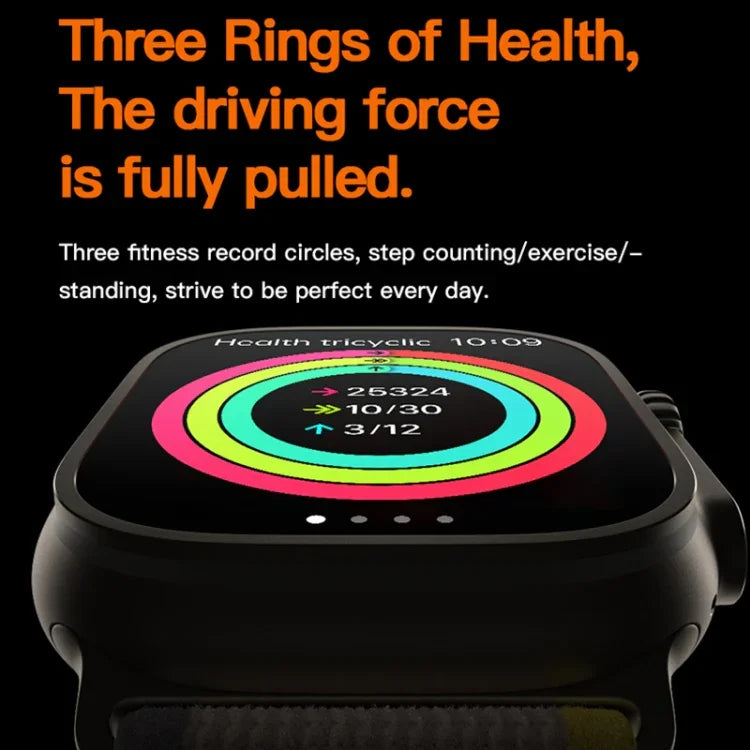 Montre connectée T800 Ultra avec bracelet en silicone de 1,99 pouce, compatible avec la fréquence cardiaque et l'ECG.