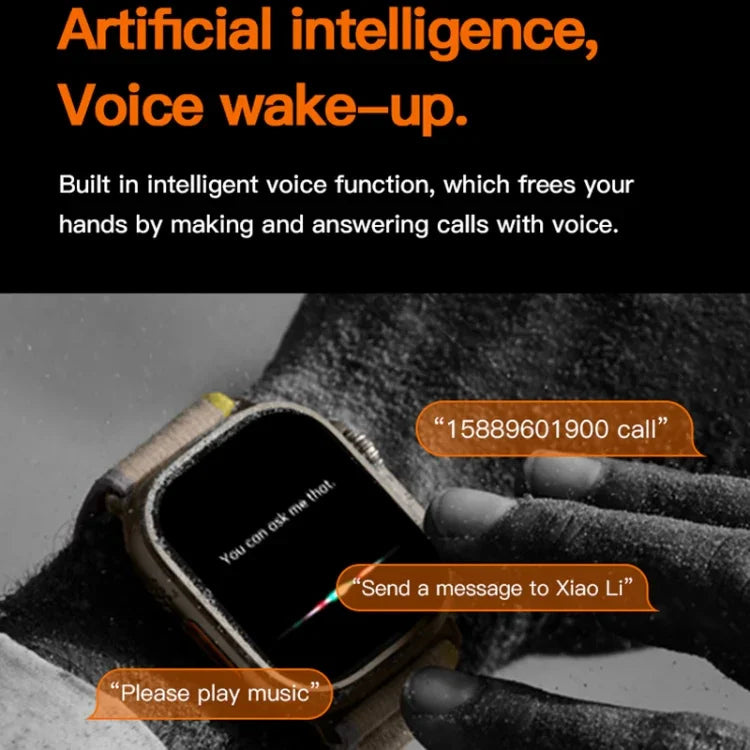 Montre connectée T800 Ultra avec bracelet en silicone de 1,99 pouce, compatible avec la fréquence cardiaque et l'ECG.