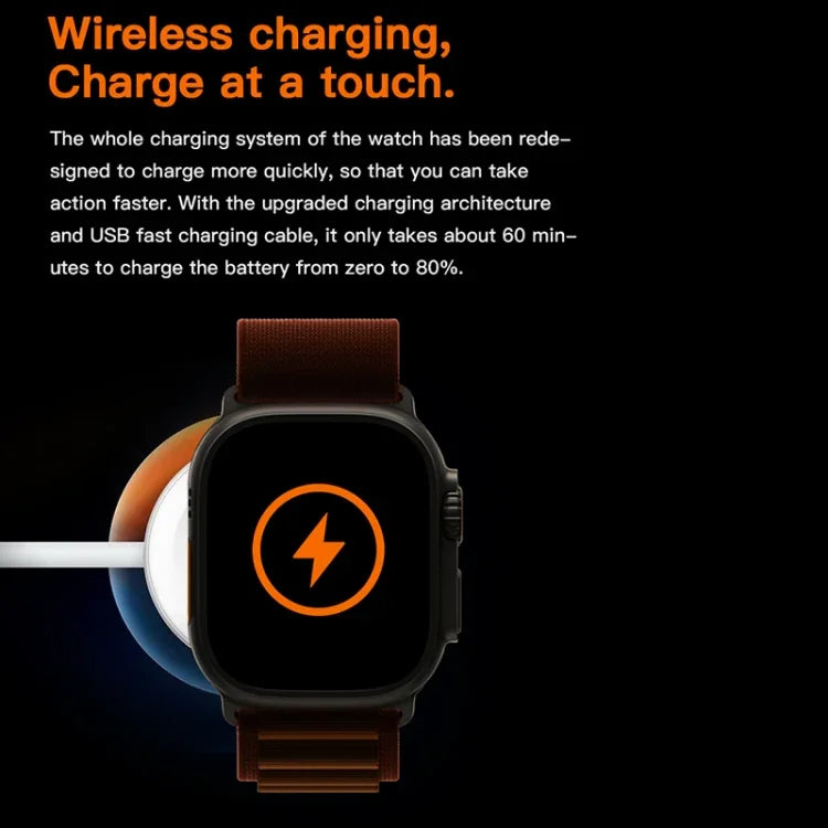 Montre connectée T800 Ultra avec bracelet en silicone de 1,99 pouce, compatible avec la fréquence cardiaque et l'ECG.