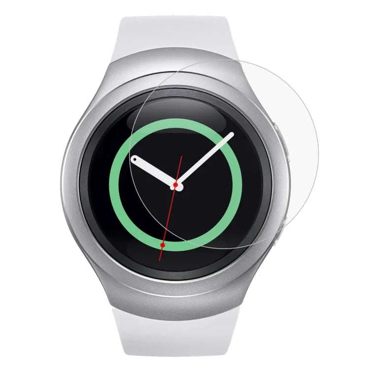 Lot de 2 films de protection d'écran en verre trempé anti-explosion ENKAY Hat-Prince pour montre connectée Samsung Gear S2 : épaisseur 0,2 mm, dureté de surface 9H, diamètre 2,15D.