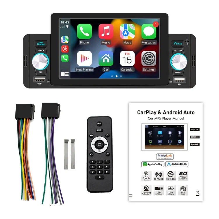 M160W Autoradio MP5 de 5 pouces sans fil prenant en charge la fonction Mirror Link pour téléphone / les commandes au volant, M160W