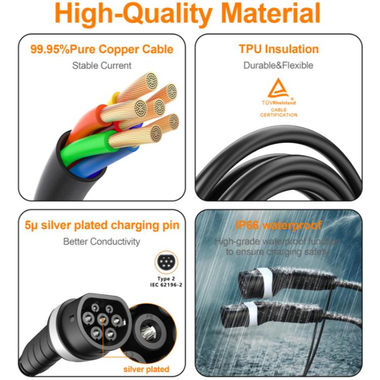 Feyree European Standard New Energy Electric Vehicle Charging Pile Double-ended Extension Cable, 250V 16A