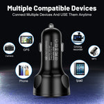 66W 4 in 1 Digital Display Fast Charging Car Charger with Voltmeter, 66W