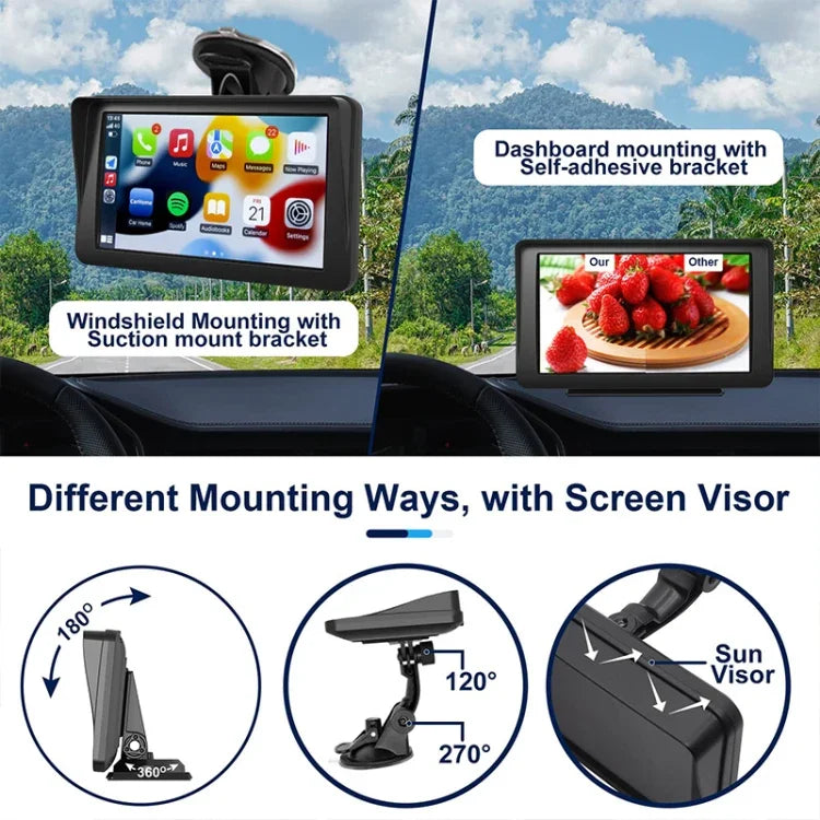 P701S Navigateur Voiture Portable Écran Tactile 7 pouces Sans Fil Smart CarPlay Bluetooth Image de Recul, P701S