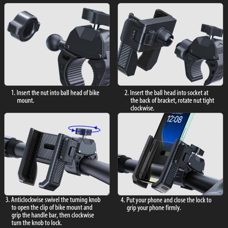 Support de téléphone antidérapant en fibre de carbone pour vélo et trottinette