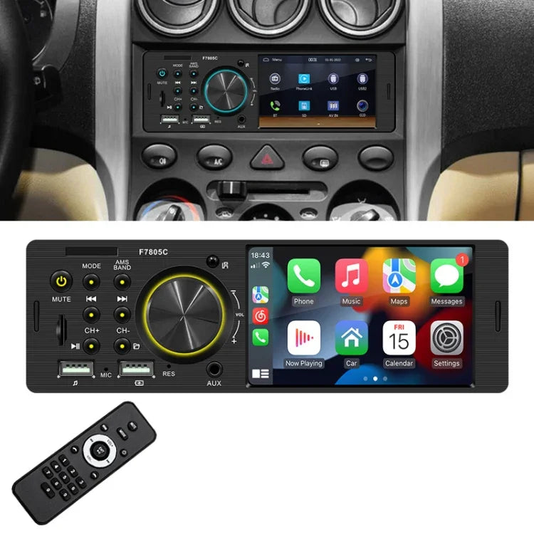 Autoradio MP5 de 4 pouces, 800x480P, compatible FM, Bluetooth et carte SD avec télécommande, F7805C