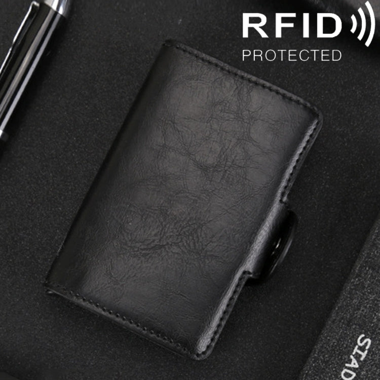 X-7 Porte-cartes portefeuille multifonction en aluminium à texture Crazy Horse antimagnetique RFID