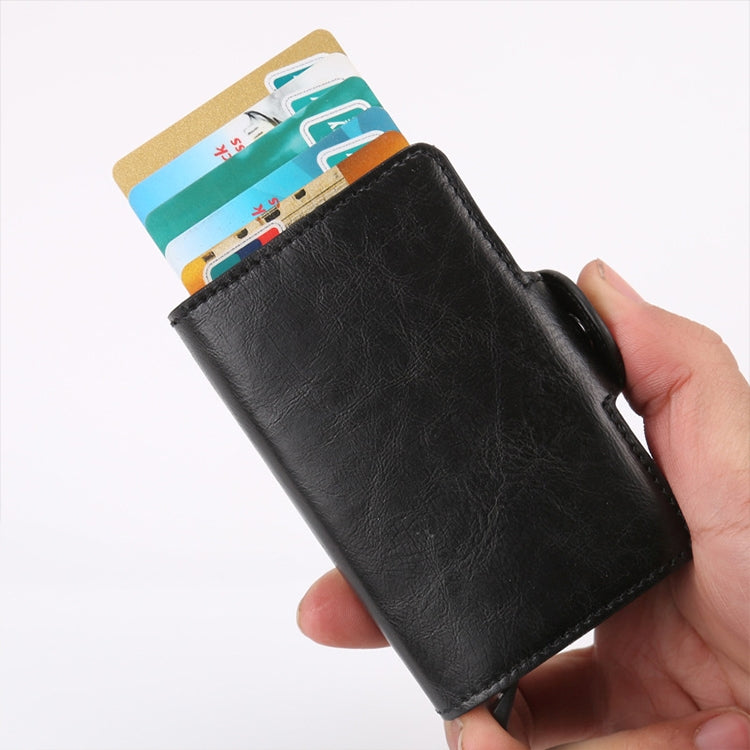 X-7 Porte-cartes portefeuille multifonction en aluminium à texture Crazy Horse antimagnetique RFID