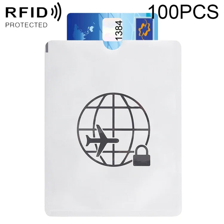 100 Manchons en Aluminium Anti-vol Blocage RFID pour Passeport et Carnet, Taille : 13.5*10.5cm, Motif Avion 100pcs