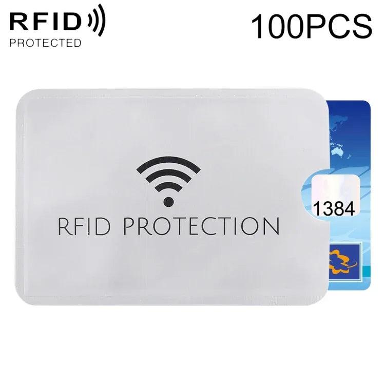 100pcs Protège-cartes en aluminium anti-vol avec protection RFID, Taille : 9,1*6,3cm, Protection RFID 100pcs