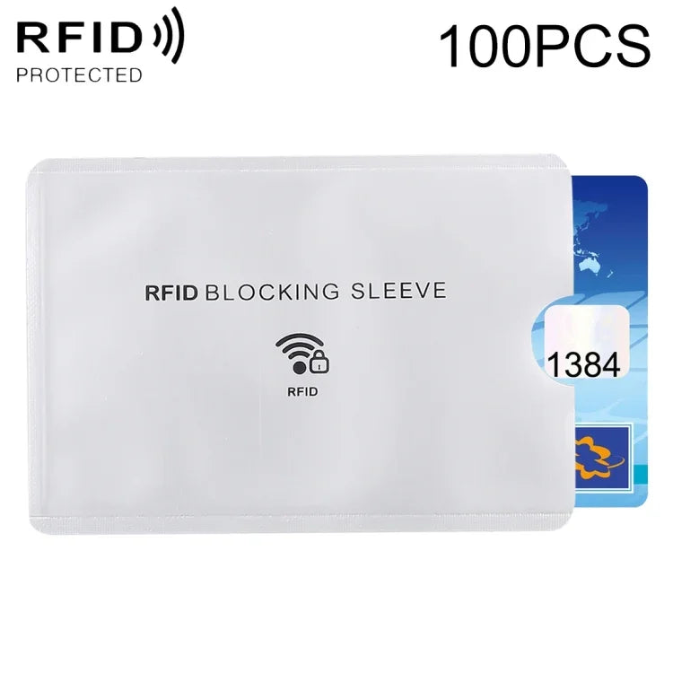 100pcs Protège-cartes en aluminium anti-vol avec protection RFID, Taille : 9,1*6,3cm, Manchon de protection RFID 100pcs